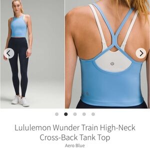 Lululemon Wunder Train High Neck Cross Back Tank Top Aero Blue 2023 W1EQ3S $58